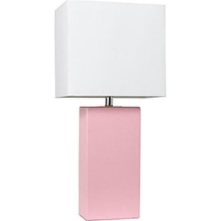ELEGANT GARDEN DESIGN Elegant Designs LT1025-PNK Modern Leather Table Lamp - Pink with White Fabric Shade LT1025-PNK